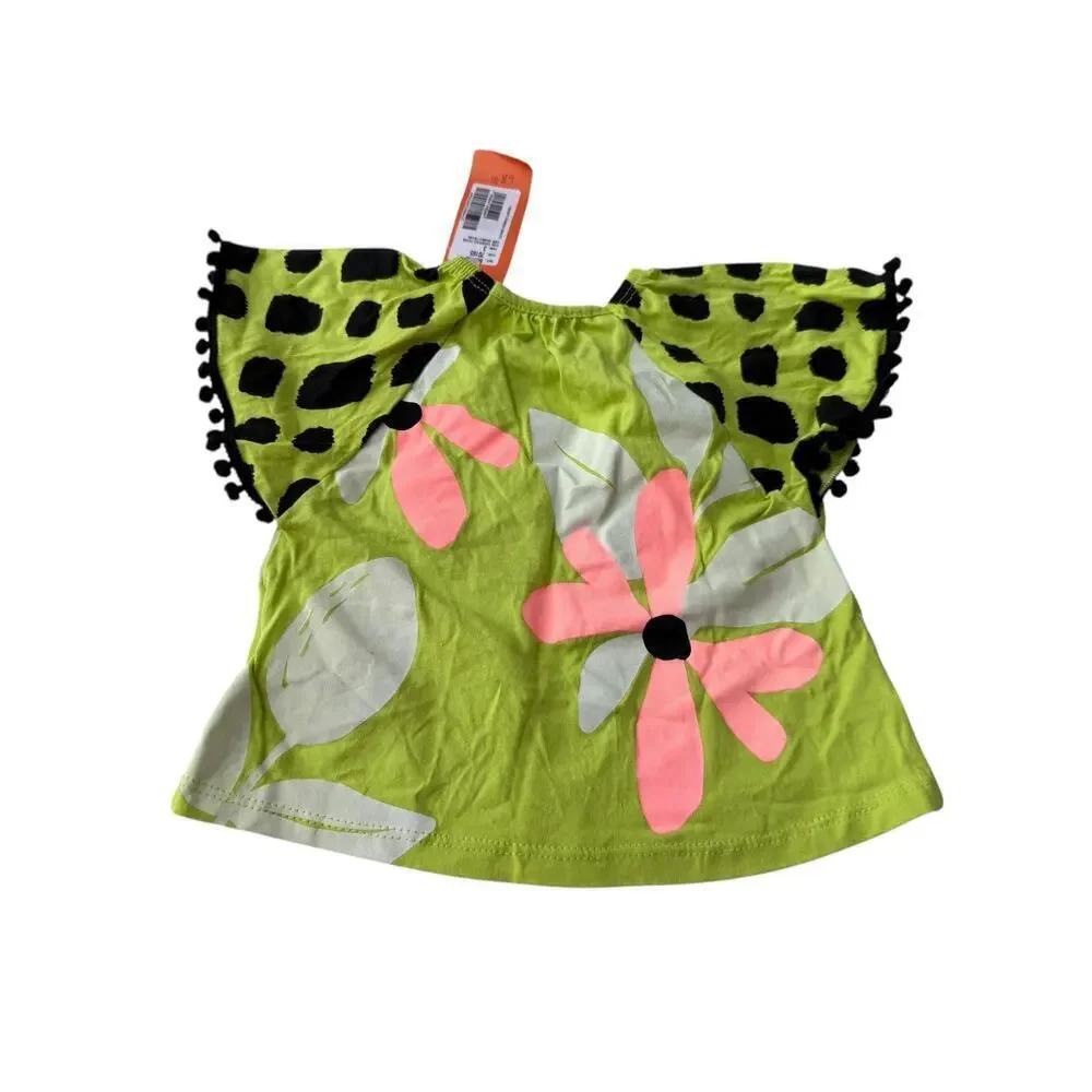 NWT Nanai Girls Green/Black Blouse And Shorts Set Size 3